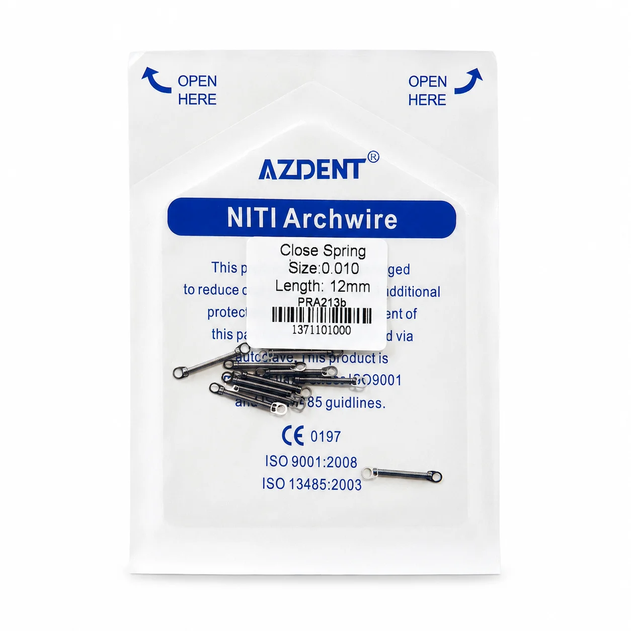 NiTi Close Coil de 12mm de largo con un ojal grande y otro pequeño